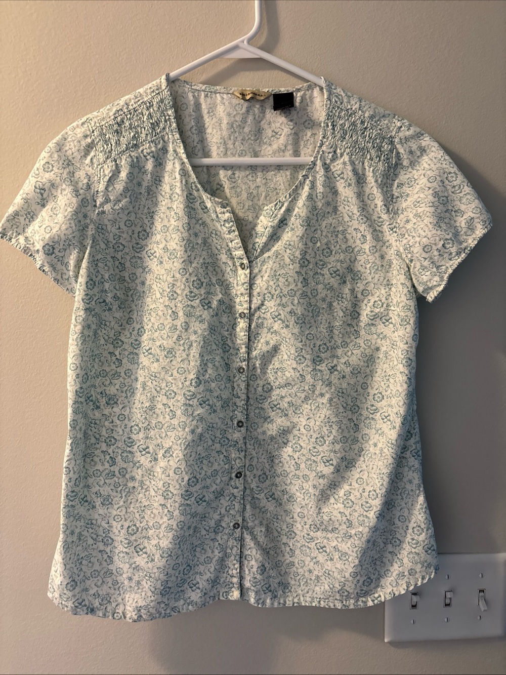 Bit & Bridle Pale Blue Floral Button-Front Blouse